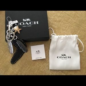 NWT Coach multi metal feather Keychain/charm